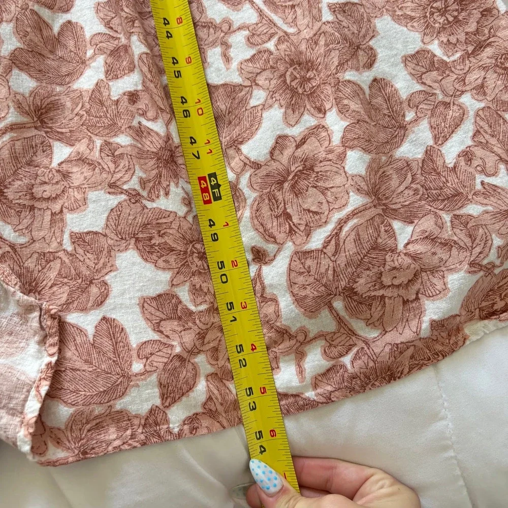Abercrombie & Fitch Floral Linen Blend Maxi Dress Terracotta XLT Cottagecore
